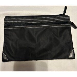 SMASHBOX Cosmetic Makeup Black Travel Bag W/ White Stitching New Zipper